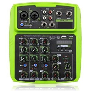 Audio DJ-mixer 4 kanalen Sound Mixer-interface Professionele studio-opname Geluidskaart Mixing Console Microfoon 48V fantoomvoeding Podcast-apparatuur (Color : Verde, Size : L)