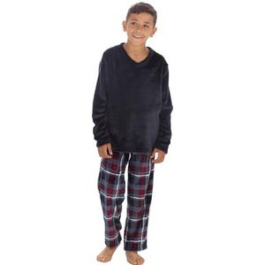 Undercover Jongens Kids Super Zachte Fleece Lange Winter Pyjama PJ Set Nachtkleding, Marineblauw/Bordeaux, 11-12 jaar