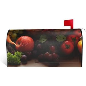 Kleurrijke Diverse Groenten en Fruit Brievenbushoezen Magnetische Standaard Maat 21x18 inch Decoratieve Brievenbus Wraps Waterdichte Post Brievenbus Cover Gepersonaliseerde Brievenbus Covers voor Tuin
