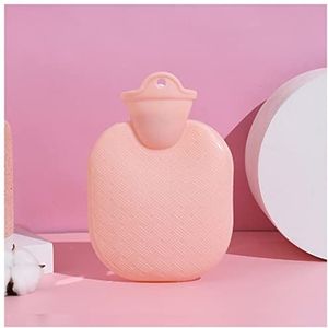 Mini warm water bottlehot, warmwaterkruik 1 stuk waterfles 500 ml rubber hoge dichtheid winter handwarmer draagbaar verdikte warmwaterkruik zak voet warmwaterkruik (maat : grijs) (Maat: roze