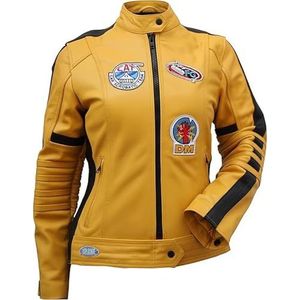 A&M Express Uma Thurman Kill Bill The Bride Geel Leren Motorjas Dames, gele motorjas dames, L