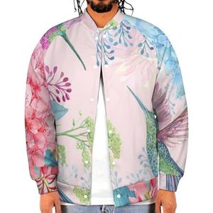 Tropische Bloemen En Kolibries Grappige Mannen Baseball Jacket Gedrukt Jas Zachte Sweatshirt Voor Lente Herfst