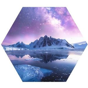 DEQORI Hexagon Wandbehang, zelfklevend, 150 x 130 cm, motief poollichtdromen, textiel-canvas, verwijderbaar, decoratief en vormvast, voor woonkamer, kantoor, hal of kinderkamer