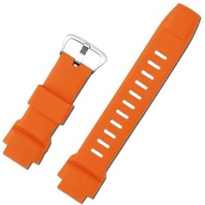 18mm vervangende horlogeband geschikt for Casio PROTREK PRG-260/550/250/500 PRW-3500/2500/5100 waterdichte siliconen zwarte band (Color : Orange-silver, Size : 18mm)