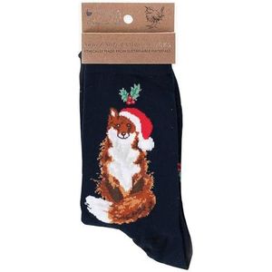 Wrendale Designs Kerst Sok, Fox - Marine, One size