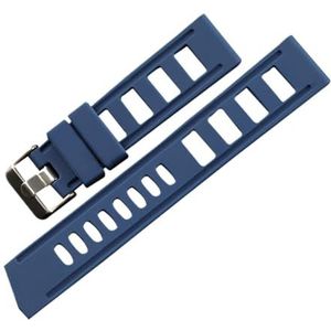 Jeniko Waterdichte Rubberen Band 22 Mm Zwart Blauw Oranje Verdikte Ademende Zachte Siliconen Armband Heren(Blue)