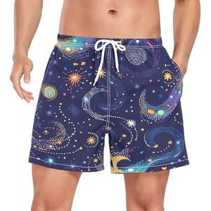 Niigeu Artistic Space Galaxy Stars Zwembroek voor heren, sneldrogend, met zakken, Leuke mode, XL