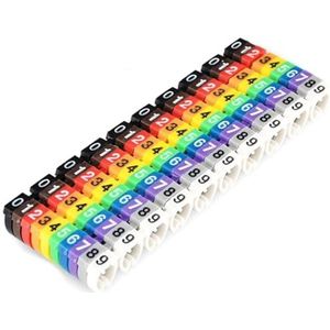 Draadnummermarkering, C-type kabelmarkeringsnummerlabel, veelkleurig for 2-7 mm draad, verpakking van 100/150 stuks(150pcs-1.5 Square)