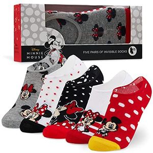 Minnie Mouse Kinderen 5 Pak Onzichtbare Sokken (Wit/Rood)