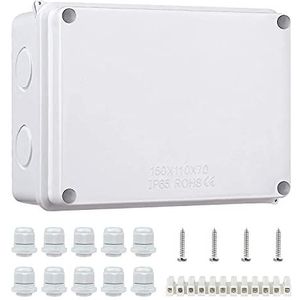 Aoyfuwell Aansluitdoos, waterdicht IP65, aansluitdoos, opbouw, verdeelkast buiten, elektrische projectboxen, ABS-kabelaansluitdoos voor elektrische aansluitdoos, besturing - 150 x 110 x 70 mm