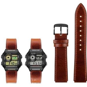 Fit for Casio G-Shock AE-1200WH/1300/1000/A159/A158 AQ-S810W MRW-200H Band Lederen Band heren Retro Horlogeband Armband 18mm (Color : Brown black pin, Size : 18mm)
