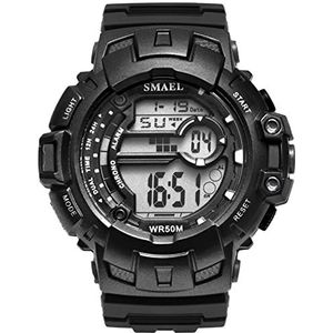 Luxe digitale horloges voor mannen, 5ATM zwemmen waterdicht militaire horloges, plastic riem polshorloge, outdoor sport elektronische polshorloge,Black