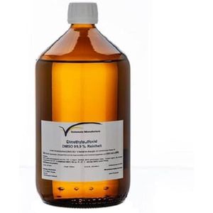 DMSO 1000 ml in 99,9% farmaceutische kwaliteit (ph.eur.) - 1 liter dimethylsulfoxide (DMSO) met 99,9% zuiverheid in hydrolytisch bruin Veral glas