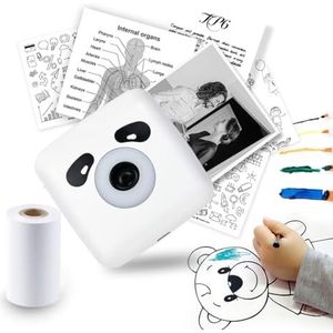 vretti Mini-fotoprinter, Bluetooth 300 dpi, labelprinter met 1 rol plakpapier, etiketteermachine voor scrapbook/reis/foto, compatibel met iOS en Android