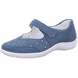Waldläufer 496325 191 263 Denim Nubuck Leather Womens Wide Fit Mary Jane Shoes 39 Denim