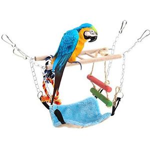 Vogel speelgoed set, houten ladder winter warm hangmat schommel touw opknoping net kooi voor kleine dieren fret papegaai rat hamster