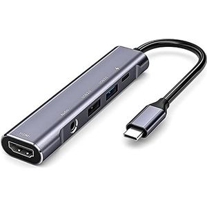 USB C naar HDMI Adapter voor iPad Pro 11/12.9 2021/2020/2018, iPad Air 4, USB C Hub Adapter met 3,5 mm hoofdtelefoon audio-aansluiting, 4K HDMI, USB3.0, USB C Power Delivery opladen, Docking Station Accessoires