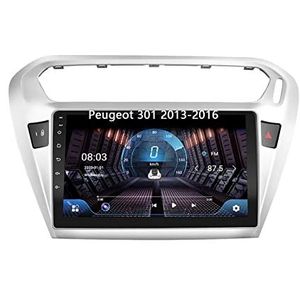 Android 10 Bluetooth Autoradio Dubbel Din Multimedia Speler 9 inch Touchscreen Auto Stereo Voor Peugeot 301 2013-2016 Met GPS Ondersteuning Spiegel Link/Stuurbediening Dual USB Backup Camera (Color :