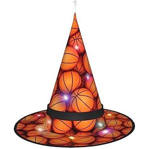 FRESQA Basketbal Oranje Halloween Volwassen Wicked Heks Hoed, Voor Decoratie Heks Kostuum Voor Halloween Cosplay Party