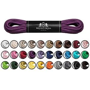Mount Swiss Luxe schoenveters, waterafstotende en scheurvaste veters, rond, diameter 2-3 mm, van fijn katoen/gewaxt, voor zakelijk pak en leren schoenen, elegante schoenveters lengtes 45-120 cm,