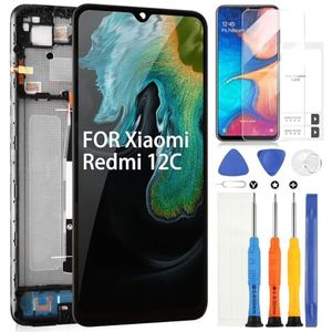 Xiaomi Redmi 12C LCD-display, voor Redmi 12C 22120RN86G 22120RN86I 22126RN91Y 2212ARNC4L LCD Touchscreen Digitazer Assembly vervanging met gereedschap (6,71 inch, zwart met frame)