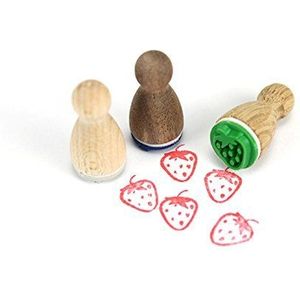 Stemplino® Ministempel - Motief: Aardbei - 12 mm diameter - houten stempel kinderen stempel Bullet Journal stempel met aardbeien motief aardbei stempel