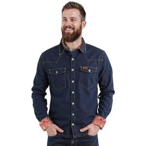 FORSBERG Robuust jeanshemd met gekleurde voering, denimblauw, S