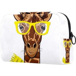 Make-uptassen voor vrouwen grappige giraffe dragen gele bril etui reizen rits zakje draagbare toilettas organizer voor tienermeisjes, Multi kleuren 01, 18.5x7.5x13cm/7.3x3x5.1in