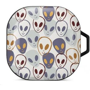 Glimlachend buitenaards gezicht oordopjes hoesje compatibel met Samsung hard shell beschermhoes zwart-stijl