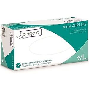 Bingold 604637 wegwerphandschoenen vinyl, maat L, transparant, 100 stuks