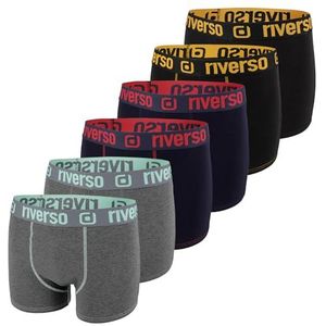 riverso RIVJonny Boxershorts voor heren, set van 6 stuks, basic boxer, stretch, onderbroeken, ondergoed, retroshorts, set, katoen, zwart, grijs, blauw, wit, groen, rood, oranje, geel, S, M, L, XL,