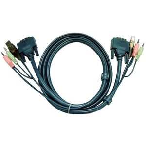 ATEN 2L-7D02U KVM-kabel, DVI-D (enkele link), USB, audio, zwart, 1,8 m