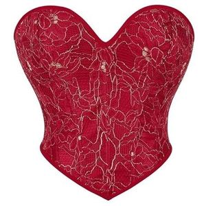 Corsettops for dames - Shapewear Overbust Lingerie Renaissance Design for dagelijks gebruik of speciale gelegenheden(Dark Red,XL)