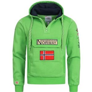 Geographical Norway GYMCLASS Men - kangoeroezak sweatshirt voor heren - logo sweatshirt met lange mouwen - sport regulering (), Groen Gn, XL
