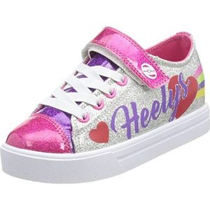 HEELYS Fresh 770494 loopschoenen met wieltjes voor kinderen, zilver, regenboog-hart, 31 EU