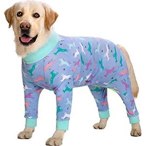 Big Dog Basic Kleding Pure Cotton shirt pyjama middelgrote en grote honden met vier poten Kleding Full Body High Stretch (Color : Purple pony, Size : 38#(47.5~62.5KG))