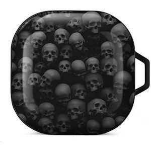 Zwart doodshoofd oordopjes hoesje compatibel met Samsung hard shell beschermhoes zwart-stijl