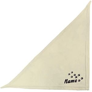 Schecker geborduurd halsdoek bandana pootspoor + naam in het hart hoogwaardig een persoonlijk cadeau voor uw hond driehoekig doek, Größe 50 cm: 43 cm - 45 cm, beige