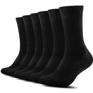 TUUHAW Tennissokken heren dames (6 paar) sportsokken gevoerde loopsokken zwart wit grijs, 6 x zwart, 35/38 EU