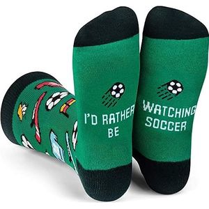 Malinsi Grappige Sokken Soccer - Leuke Huissokken Dames en heren - I'd Rather Be Voetbal - 38 tot 46 - wk Cadeau (Soccer)