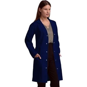 Lab Coat X Professionele Unisex Laboratoriumjas voor Dames en Heren, Meerdere Zakken, Klassieke Snit, Drukknoopsluiting (Marineblauw, S)