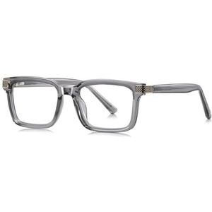 moomoobird Vierkante Bril voor Vrouwen Mannen Trendy TR90 Frame Acetaat Tempel Mode Bril Frame, Grijs Met Helder