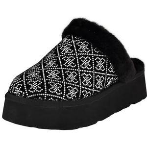 GUESS Dames Danikas Slipper, zwart fluweel strass logo 001, 3 UK, Zwart Velvet Rhinestone Logo 001, 36 EU