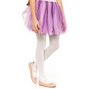 OVISSA Balletpanty voor meisjes, schoolpanty voor kinderen, voor meisjes, sterke voet, zachte balletpanty, geschikt voor schooluniform, dansen en sport, 50 denier, met microvezel, 3-12 jaar, Wit, 3-4