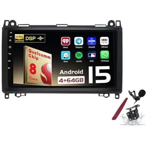 Android 15 Autoradio Sat Navi voor B-enz B200(2004-2014) 9 Inch Touchscreen Multimedia Speler met Draadloze Carplay GPS Navigatie FM RDS Bluetooth 5G-WiFi SWC DSP,M100s