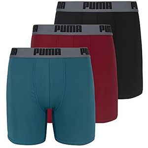 PUMA Heren retroshorts (set van 3), rood/grijs/blauwgroen, XL