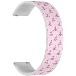 Solo Loop Bandje compatibel met Garmin Forerunner 165/165 Music, Forerunner 35/45/45S (Pink Flamingos 3), quick-release 20 mm rekbare siliconen band, accessoire, Siliconen, Geen edelsteen