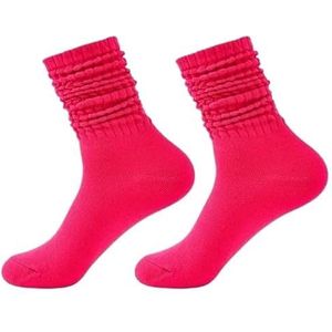 Slouch sokken for dames, gebreide damessok, lange scrunch crew, ademend, lange kuit, slouchy, zacht(Rose red)
