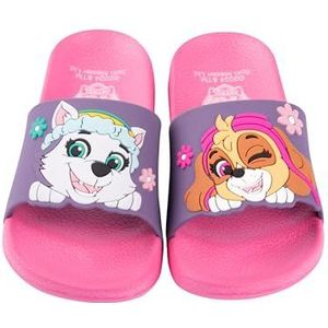 United Labels Paw Patrol Badslippers voor meisjes, roze, kinderbadslippers, antislip, slippers met Skye en Everest, roze, 27/28 EU