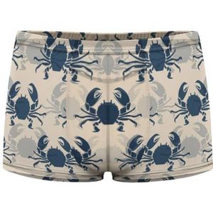 Retro Marine met Krabben Heren Boxer Slips Sexy Shorts Mesh Boxers Ondergoed Ademend Onderbroek Thong